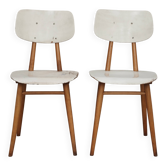 Pair of TON bystrice chairs, Thonet, white, Eastern Europe 1960.