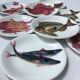 8 Plates flat fish painted handmade art art Proceram