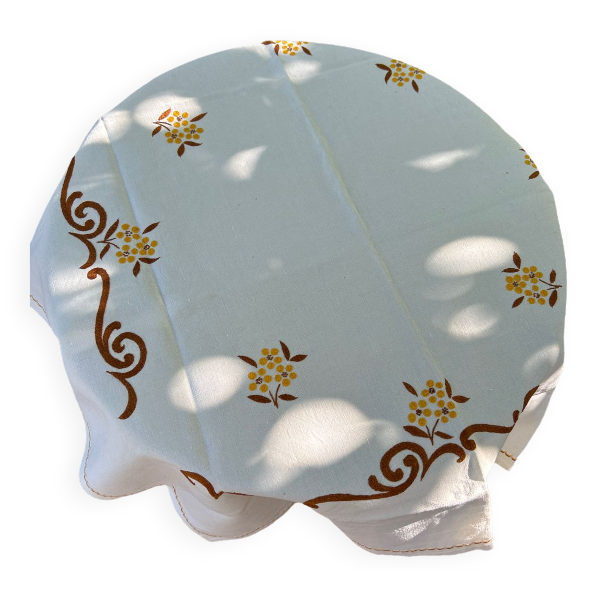 Vintage hand-embroidered square tablecloth