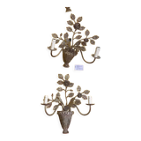 Set of two wrought iron wall sconces