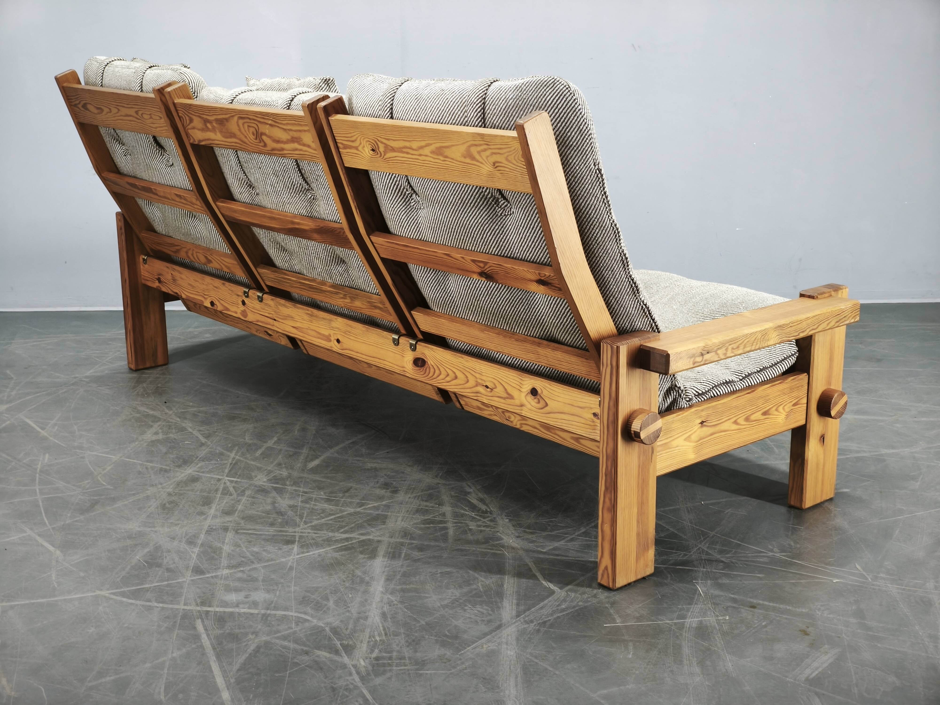 Yngve Ekström Dymling Three-Seater Pine Sofa for Swedese, 1970s