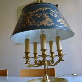 Large hot water bottle lamp with 5 bronze lights, empire style