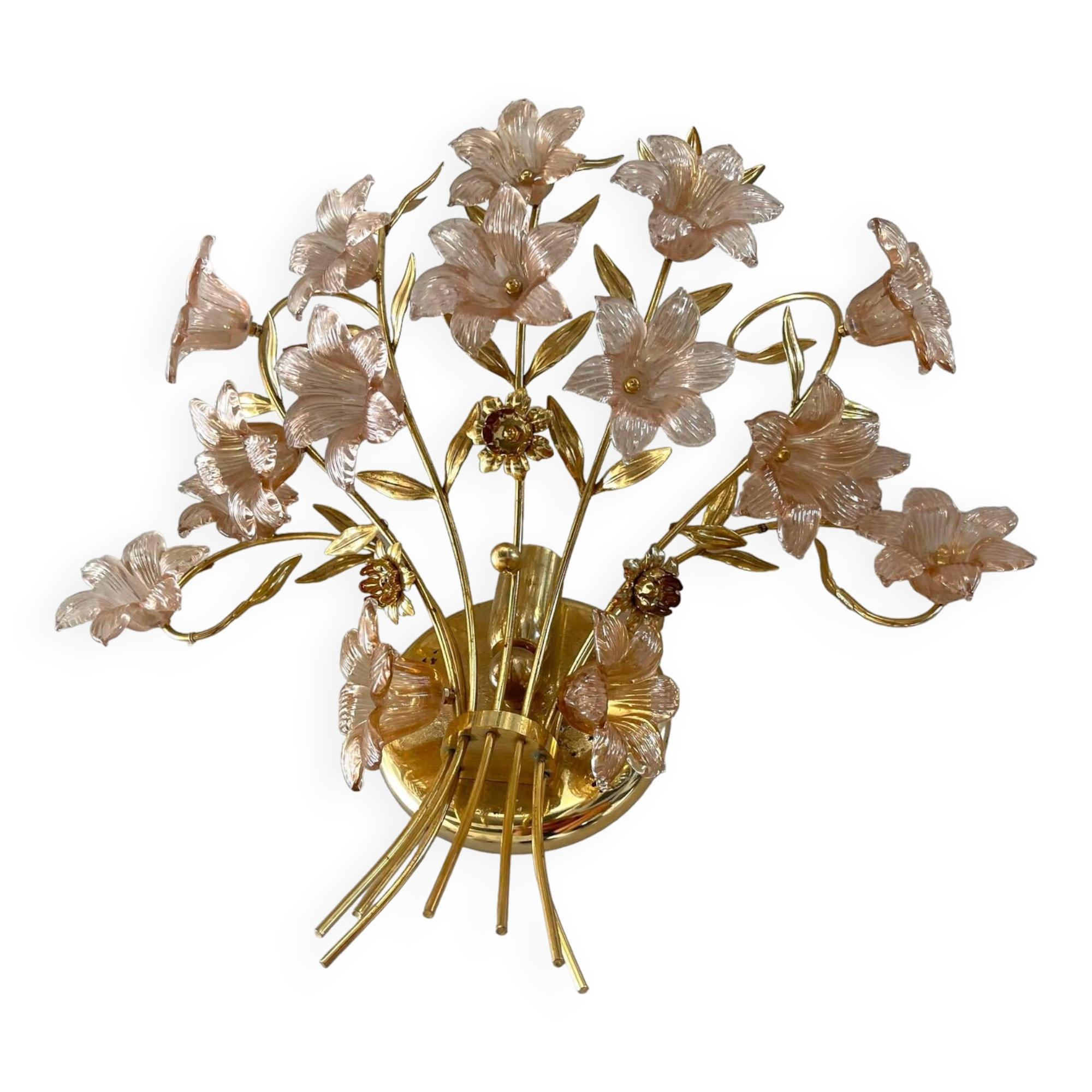 Large Single Pink Murano Flower Sconce 1980’s