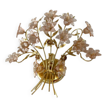 Large Single Pink Murano Flower Sconce 1980’s