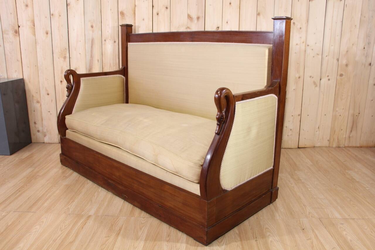 Restoration Period Turkish Sofa in Mahogany with Swan Neck
