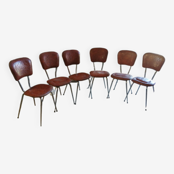 Lot de 6 chaises vinyle vintage