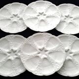 6 Porcelain oyster plates CNP Compagnie Nationale de Porcelaine