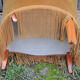 Former toad chair in mustard yellow velvet