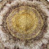 195cm multi-color scandinavian psychedelic batik high pile pop art rya rug 1970s