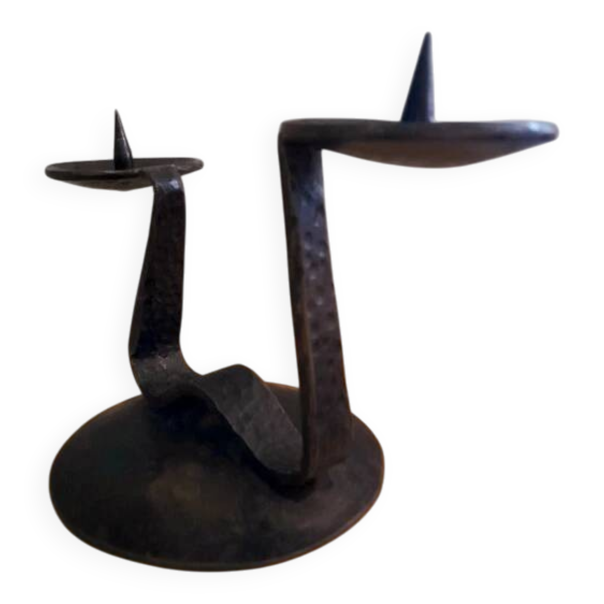 Brutalist hammered candlestick 1960