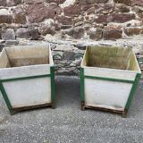 Pair of Large planters in fiber cement and metal 1950 eternit