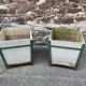 Pair of Large planters in fiber cement and metal 1950 eternit