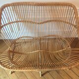 60s-70s wicker bench