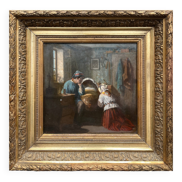 Tableau, oil on panel "The Wonder" Charles Édouard ELMERICH (1813-1889)