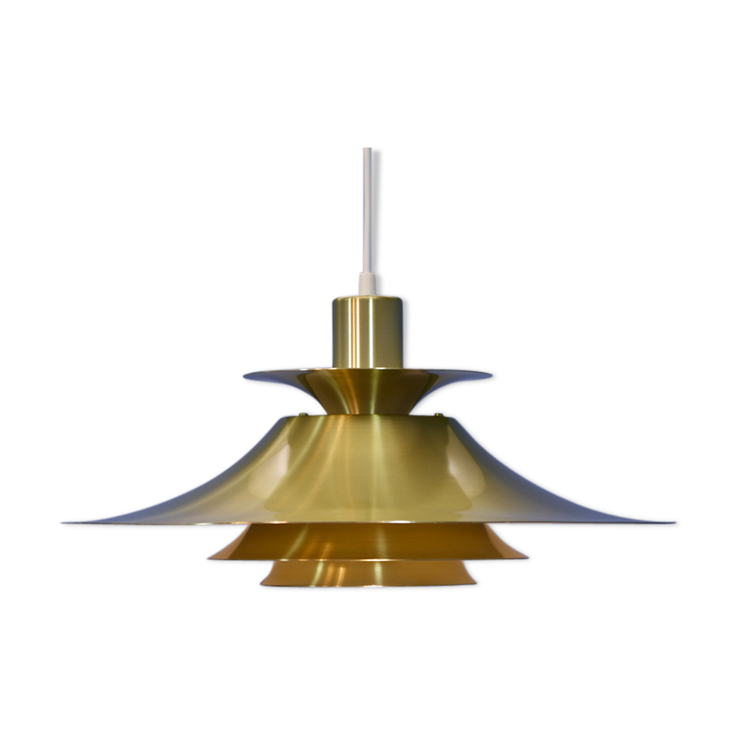 Danish hanging lamp in brass-coated aluminium, 1970s
