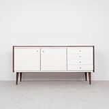 Vintage wooden sideboard with white fronts, 1960s