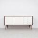 Buffet vintage en bois avec façades blanches, années 60