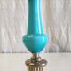 Lamp base in brass and turquoise opaline - mid 20th century.
