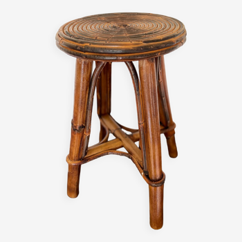 Tabouret bambou fumé