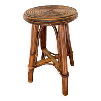 Tabouret bambou fumé