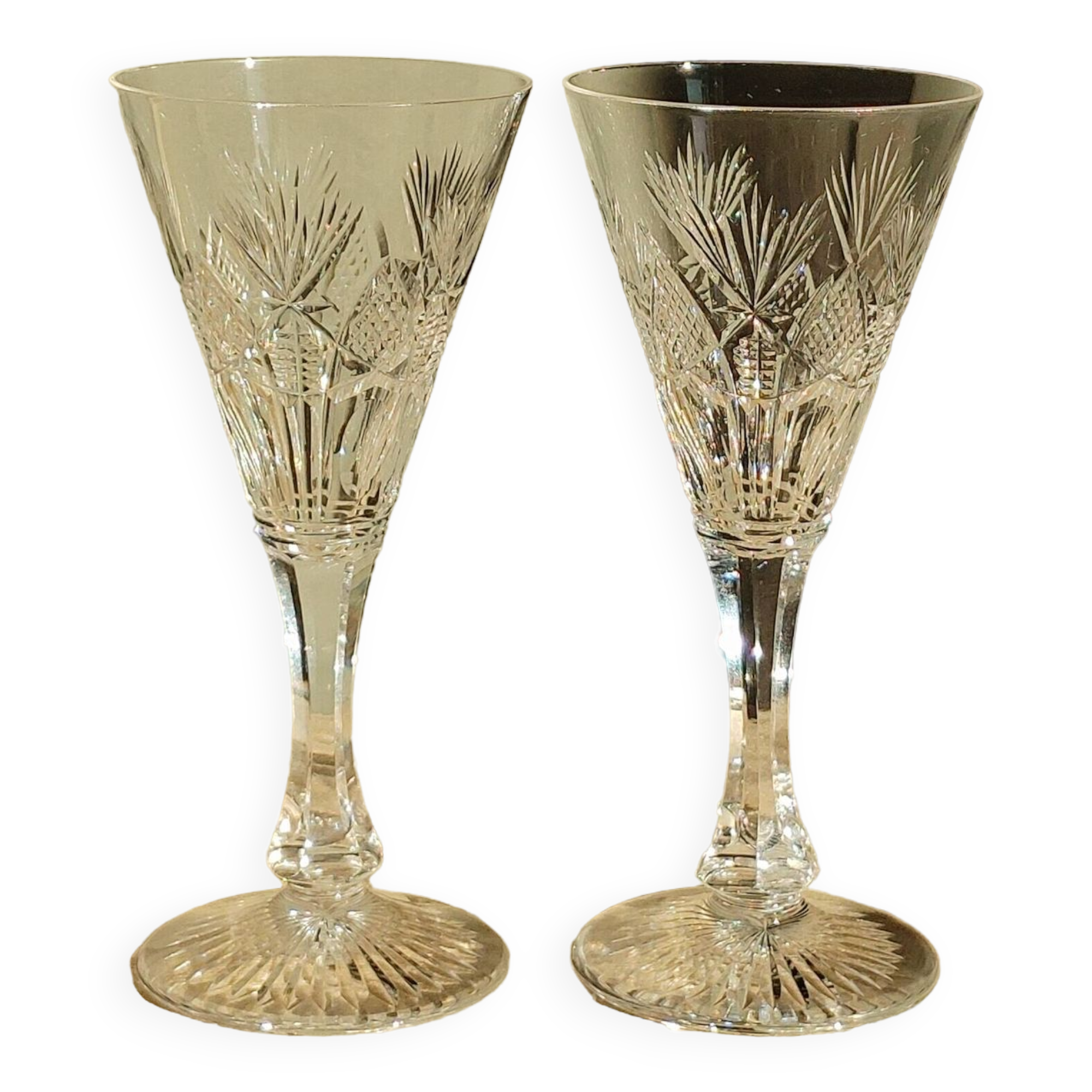 Saint louis 2 Port/white wine glasses Cut crystal