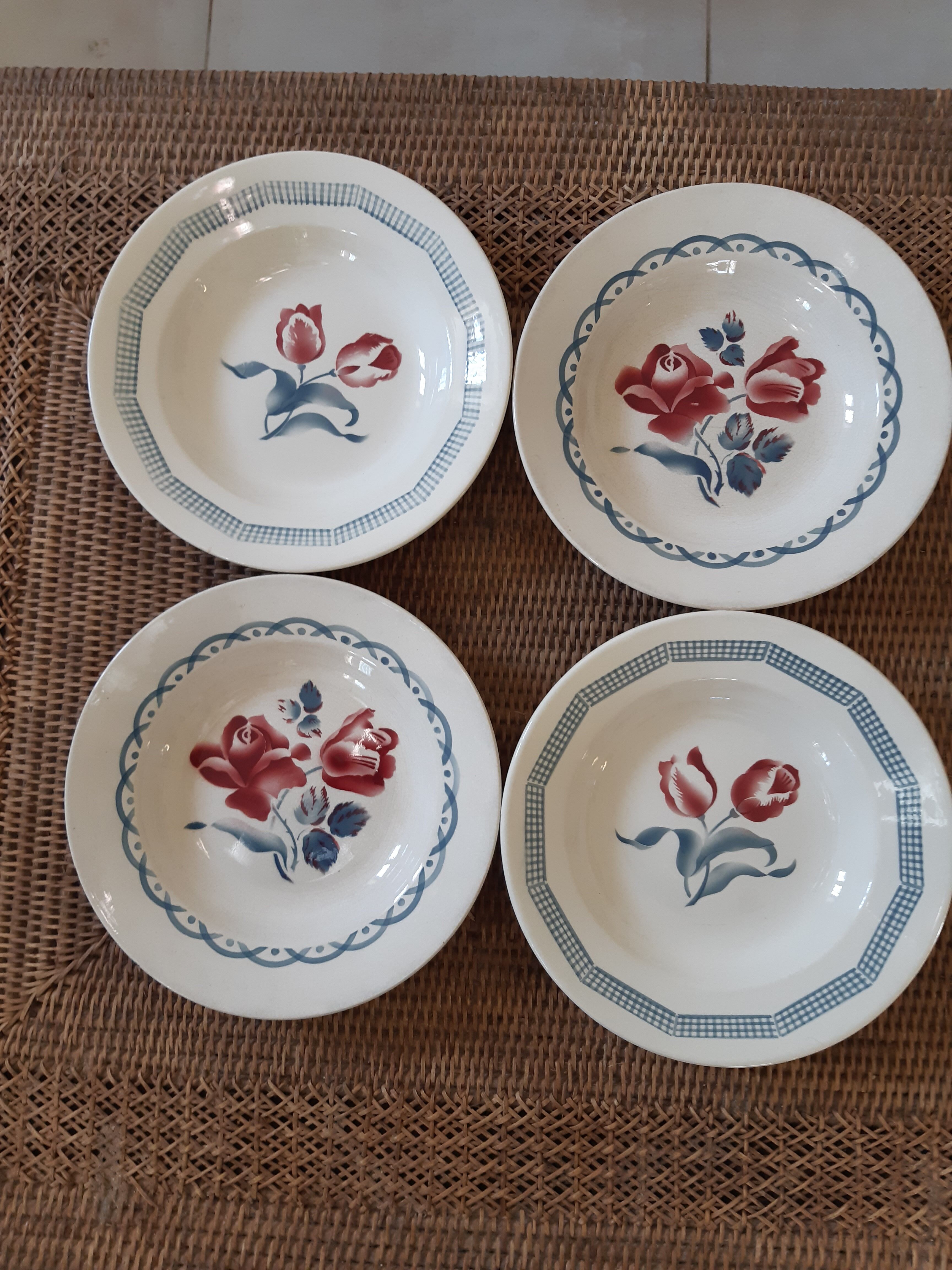 4 digoin sarreguemines plates