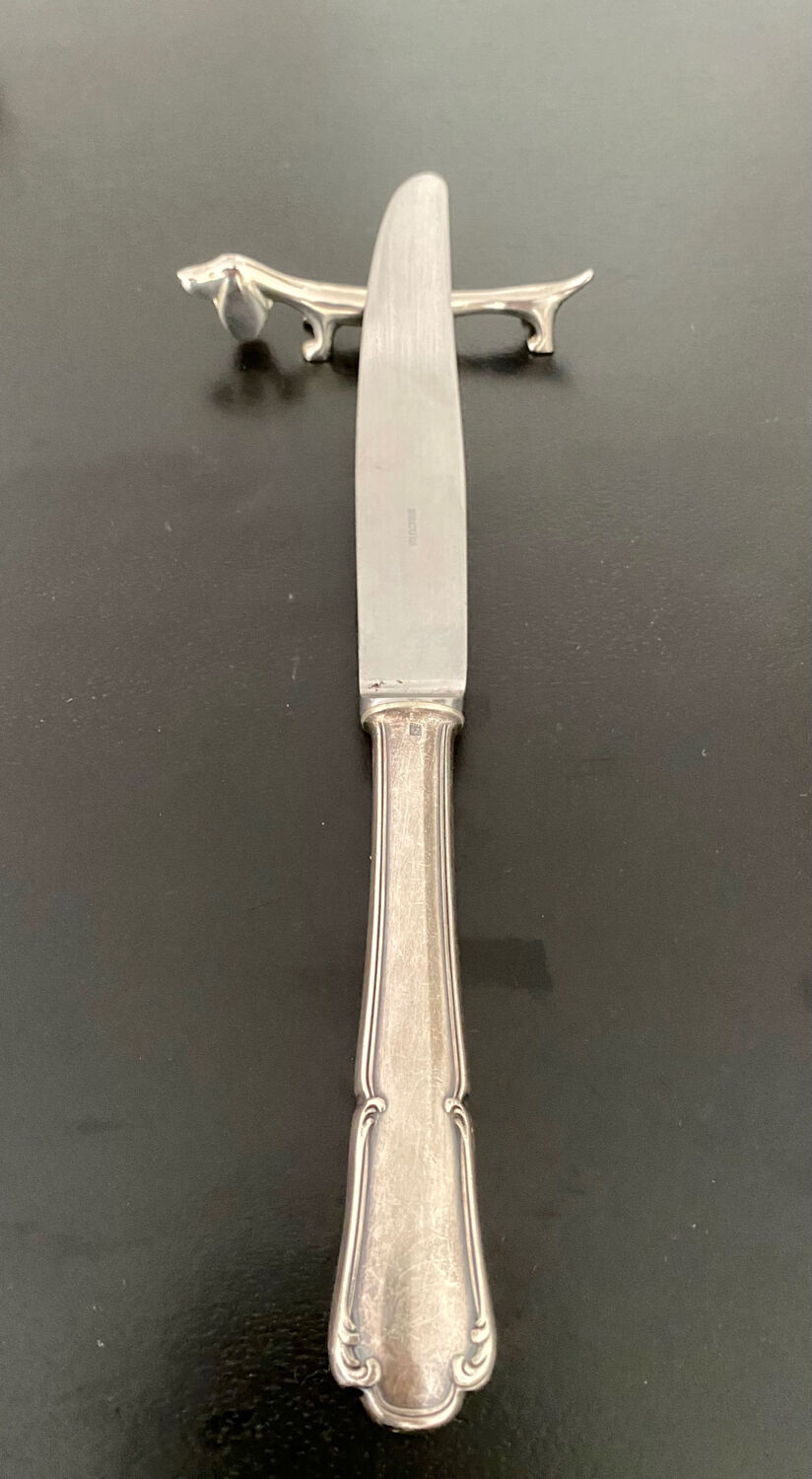 6 various animal knife holders in silver metal