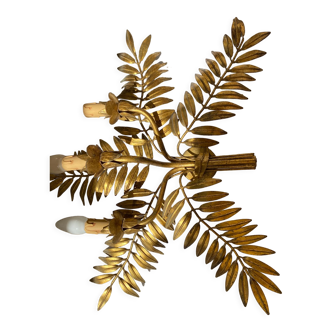 Wall lamp gilded metal foliage