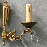 Paire d'applique Louis XVI bronze avec pampilles
