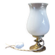 Lampe d'appoint art déco pied bronze opaline blanche