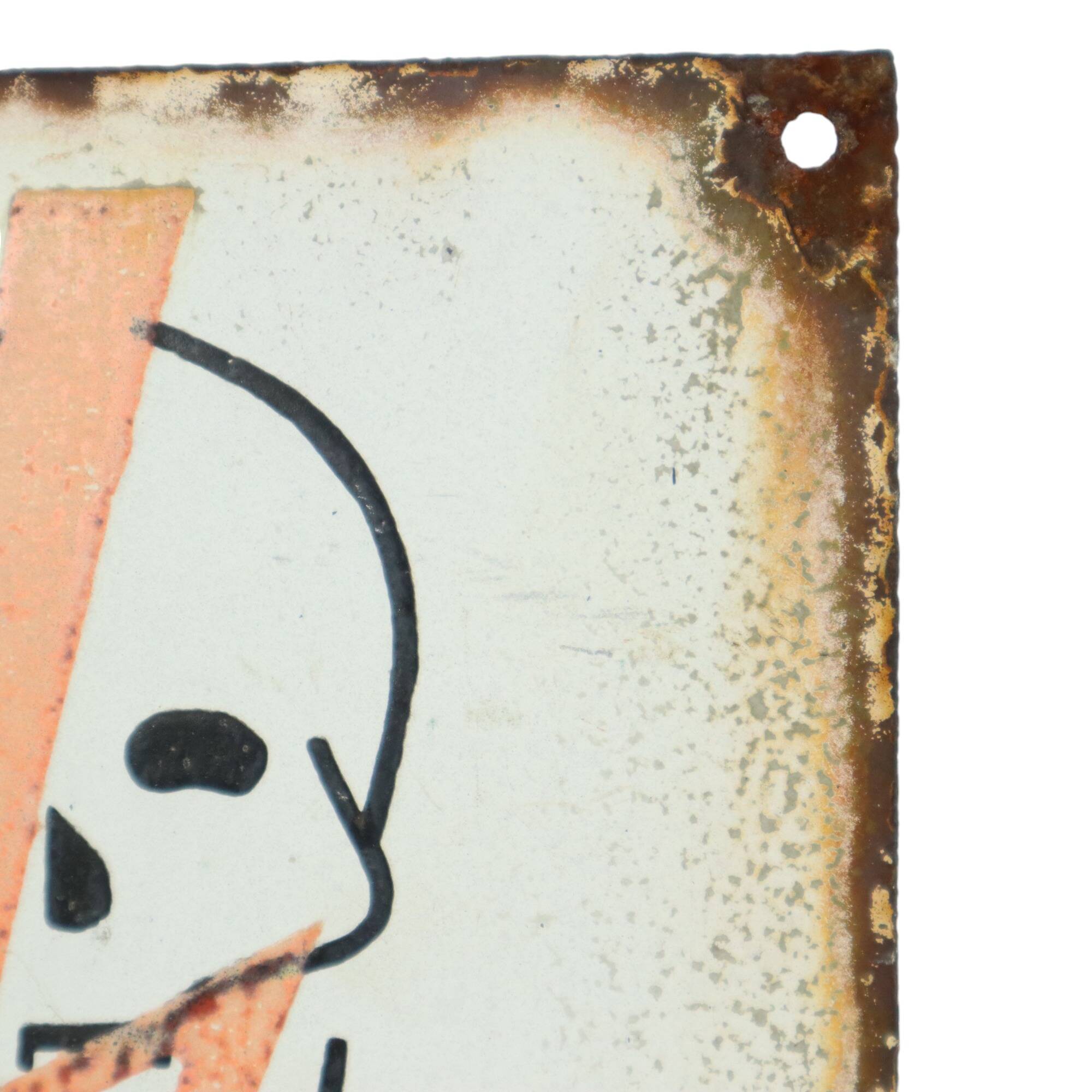 Polish Enamel Sign Danger High Voltage Skull Collectible Item