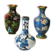 Lot of 3 ancient Chinese vases in bronze emaux partitioned champlevé