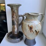 Very large pitcher / ceramic pitcher / glazed pottery 60s-70s signed