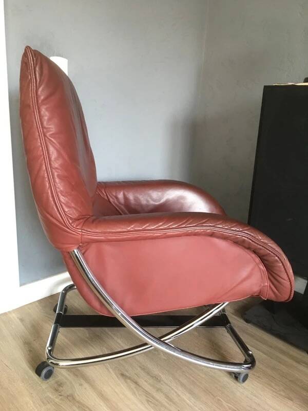 Fauteuil Robert Haussmann pour WK Möbel – Fauteuil à bascule vintage pivotant