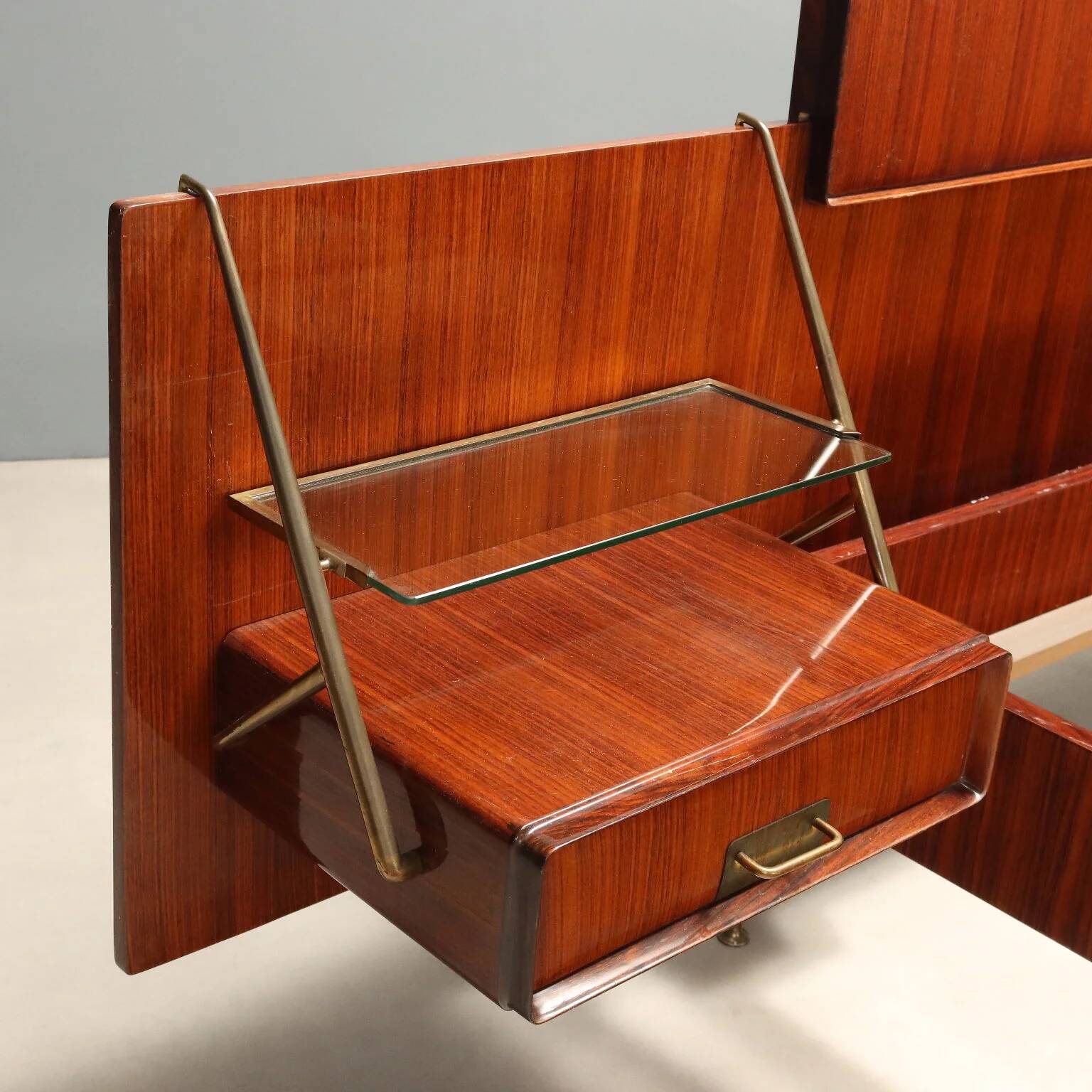 Double bed from the 1960s with bedside tables by Silvio Cavatorta.