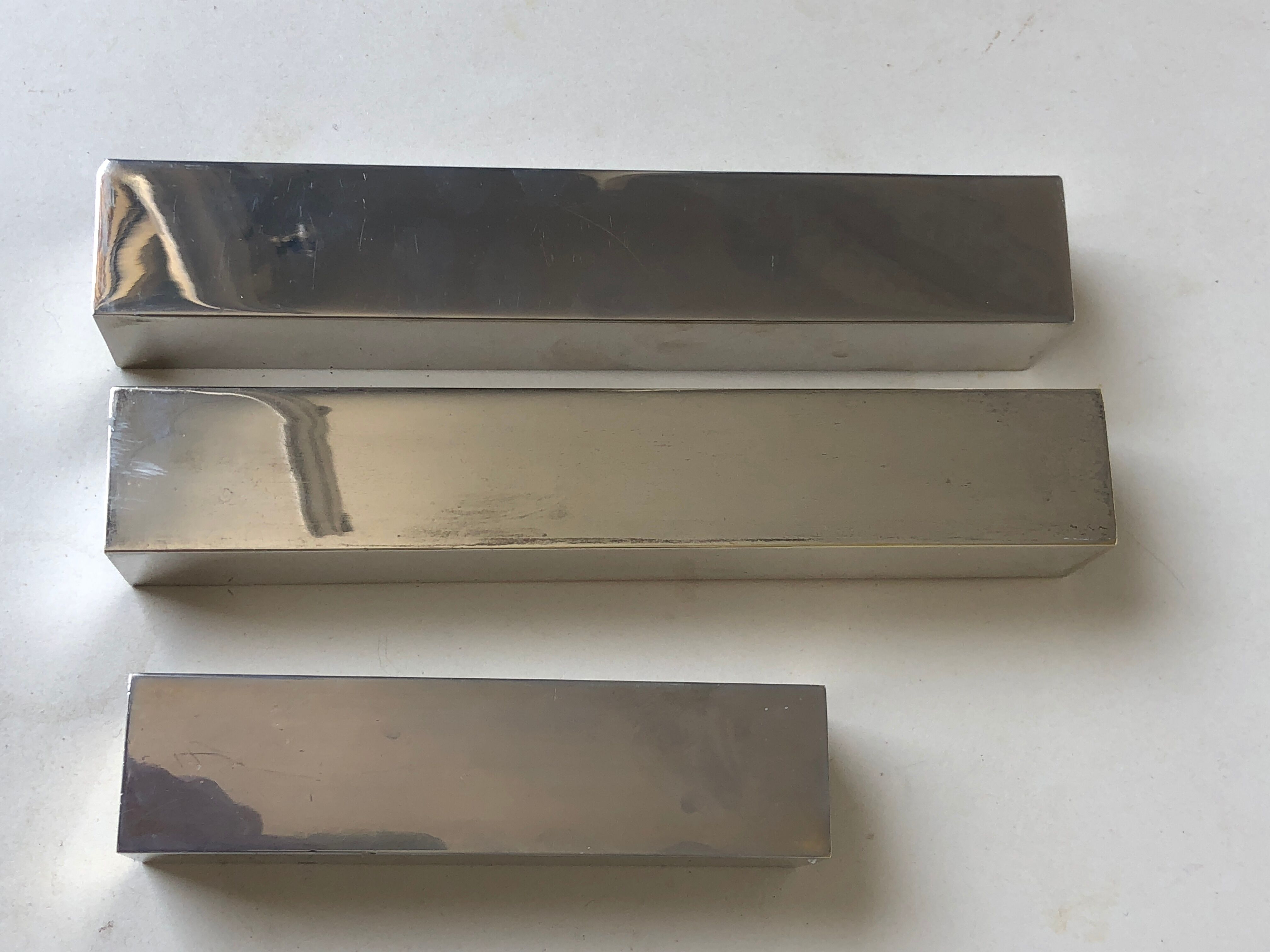 Set of 3 candle holders silver metal