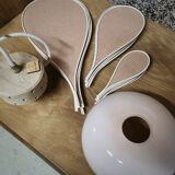 Old suspension vintage globe and petals in linen and rattan