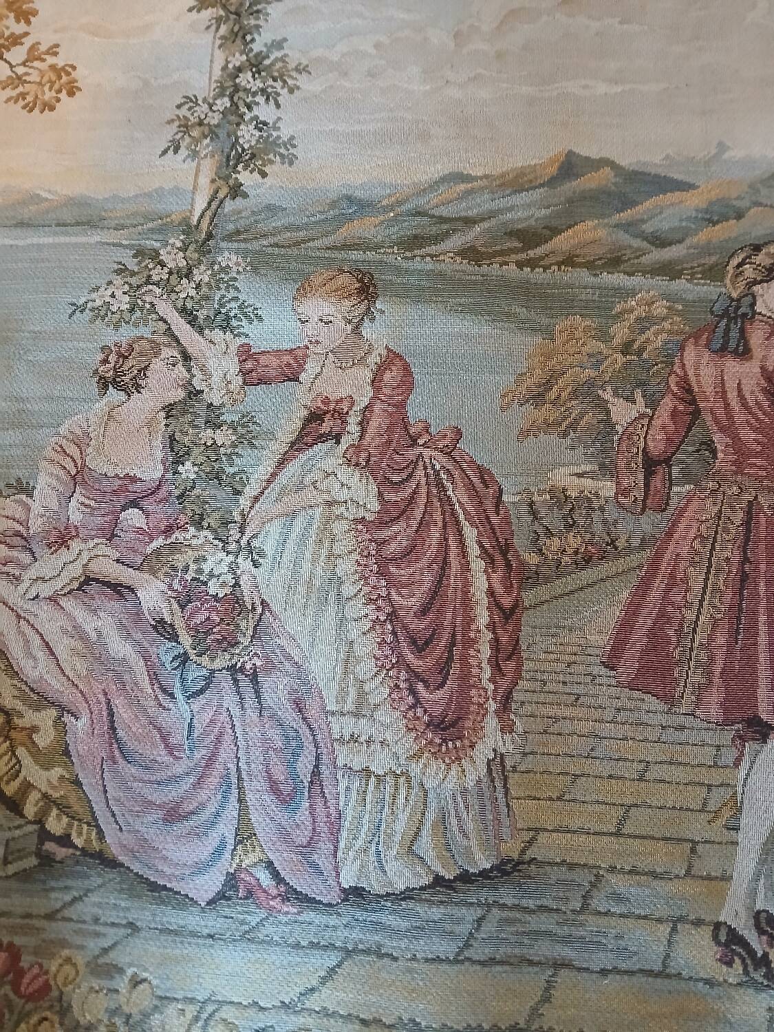 Large Aubusson style wall tapestry – Romantic scene, 18th century