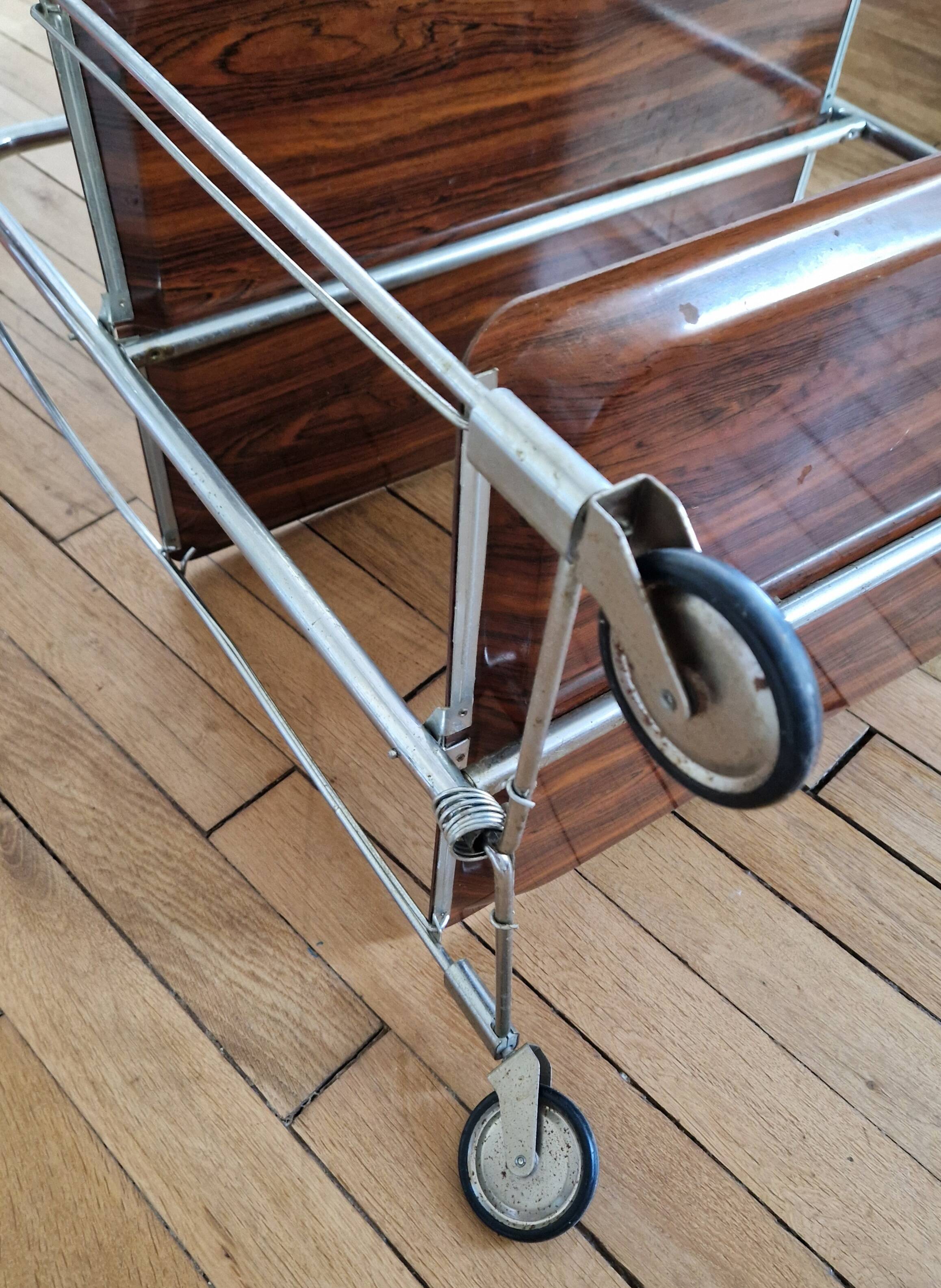 Desserte roulante pliante vintage années 70
