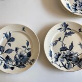 Set of 6 plates poppies faience of Gien 19th decoration Summer
