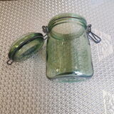 Green glass jar l l 'ideal