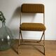 Vintage folding chair lafuma chantazur with striped gold fabric
