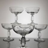 6 coupes à champagne en verre XIXeme