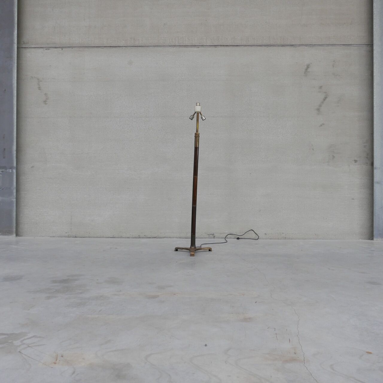 Mid-Century Brass and Wood Floor Lamp