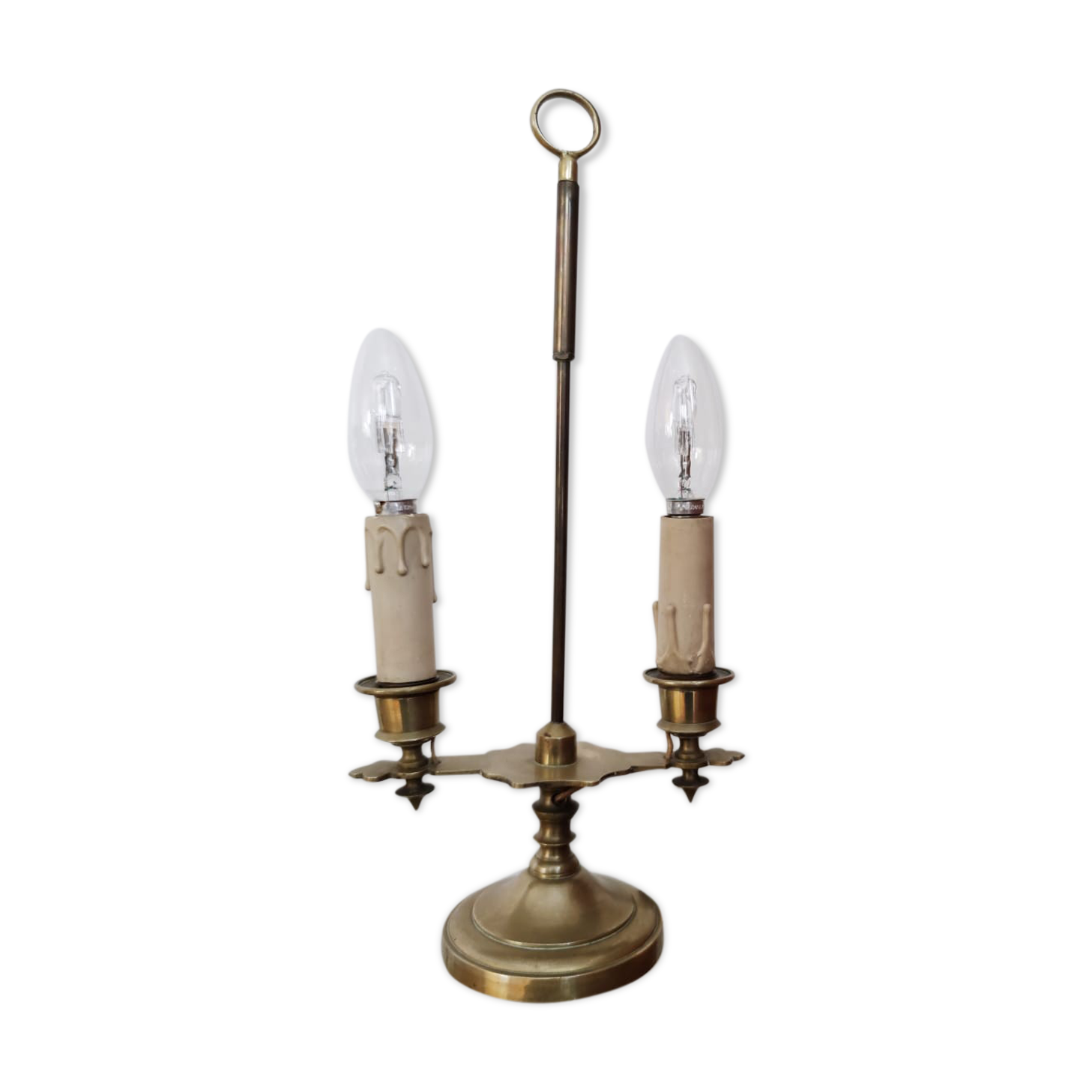 Bouillotte lamp with two lights in gilded bronze