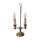 Bouillotte lamp with two lights in gilded bronze
