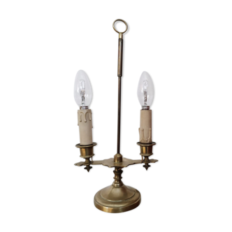 Bouillotte lamp with two lights in gilded bronze