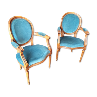 Paire de fauteuils ancien  médaillon style louis XVI