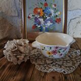 Round gravy boat with 2 handles in Sarreguemines earthenware, Anita decor