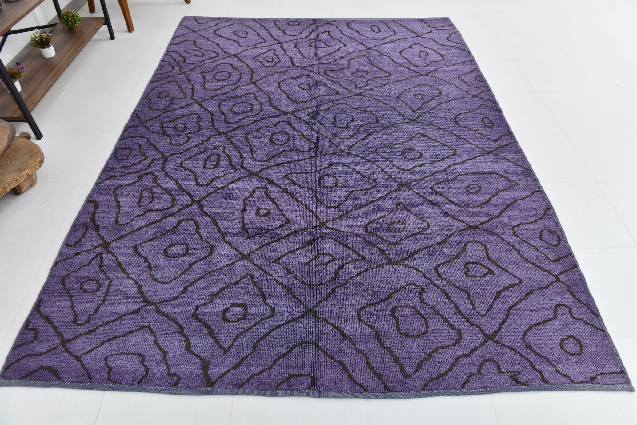7x9 modern vintage purple  hemp area rug,